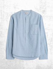 Ex Seasalt Men’s Cotton Grandad Organic Cotton Chambray Shirt in Blue