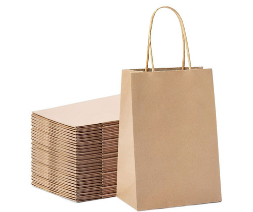Brown twisted handle - brown, paper