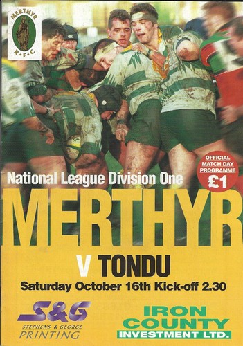 Merthyr tondu oct 1999 - oct,