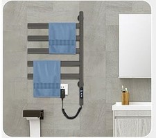Heated Towel Rail Radiator,Stainless Steel Electric with 180° Rotation Grey