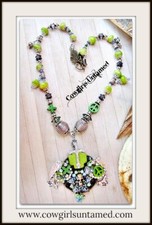 Handmade Green Blue Rhinestone