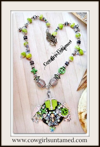 Handmade green blue - handmade, rhinestone