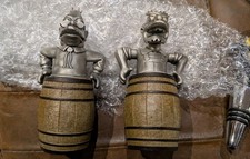 2* Simpsons Pewter Stoppers Boxed. Groundskeeper Willie Whisky and Grampa Wine