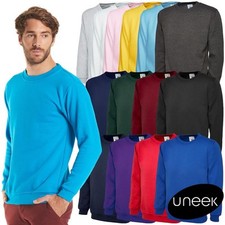 UNEEK Classic Unisex Sweatshirt Crew Neck Mens Plain Work Sweater Jumper UC203