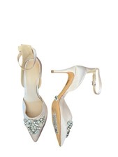 Monsoon Shoes Bridal Jewel Toe Pointed Blush Satin RRP £69 Size UK 5