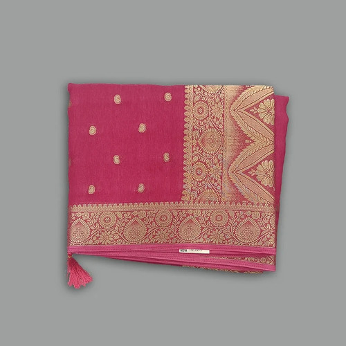 Pink fancy cotton saree - pink,