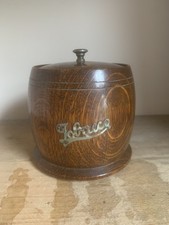 Vintage wooden tobacco jar barrel with tin interior