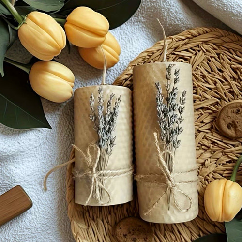 Beeswax pillar candles - 2, pack
