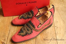 Donald J Pliner Red Canvas Sanke Loafers Shoes UK 8.5 M US 9.5 EU 42.5