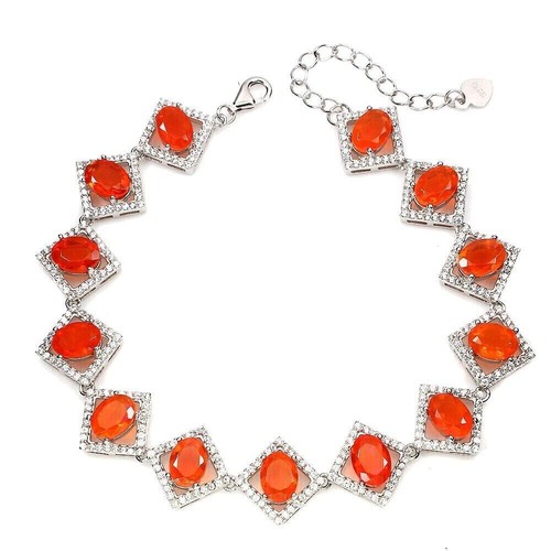 Silver bracelet fire opal - bracelet,