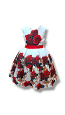children Party Dress Red Roses