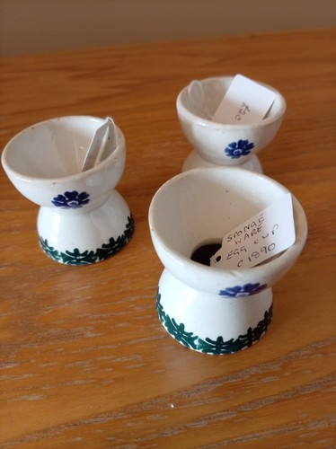 Spongeware egg cups - spongeware, c1890