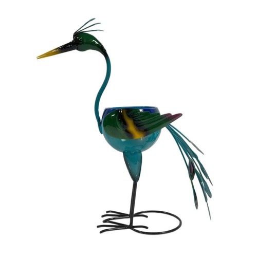 Crane planter metal - metal, bird