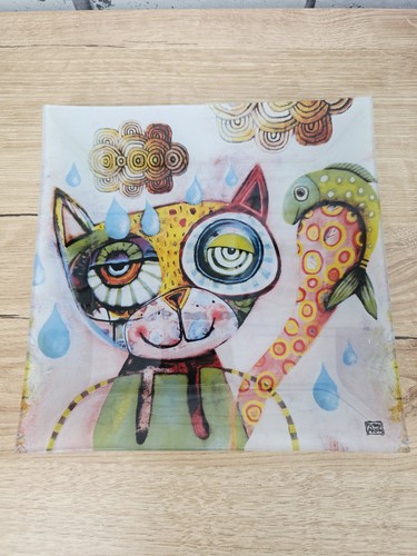 Glass cat plate - glass, by