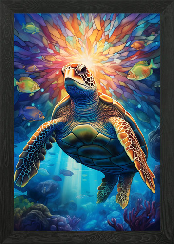 Sea turtle stained glass - stained,