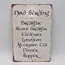 Lord Of The Rings Metal Tin Sign 12"x8"  Hobbit Meals Menu Retro Wall Art Poster