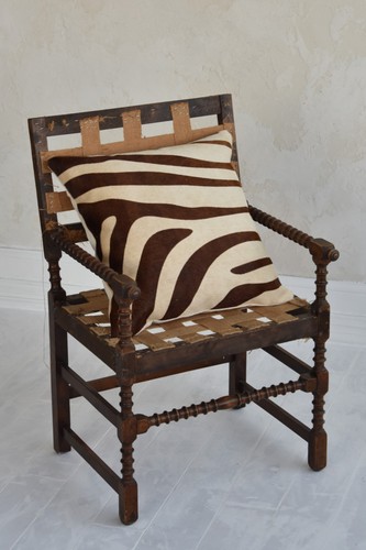 Zebra cushion real leather - zebra,