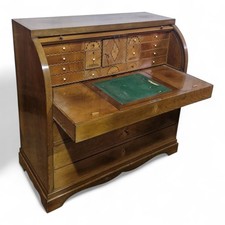 Antique cylinder bureau desk - Large Danish roll top writing desk with drawers