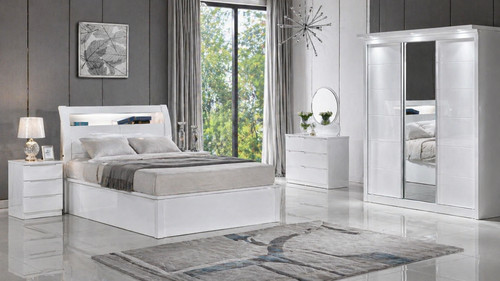 White high gloss ottoman - white,