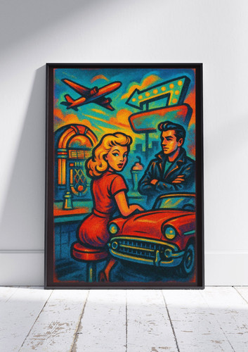 Greaser diner girl poster - diner,