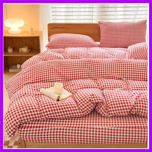 Red gingham duvet cover set - duvet,