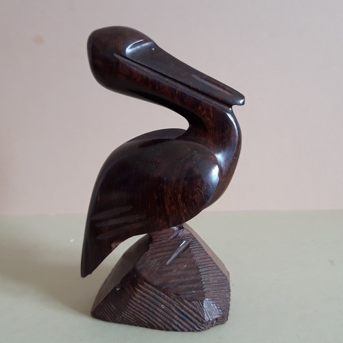 Carved wood pelican - carved,