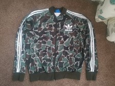 Adidas Jacket Mens xl Green Camo Tracksuit Top Firebird Trefoil Retro