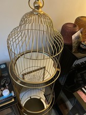 Bird Cage Display Stand Gold Metal Mirror Top 3 Tier 140 cm x 40 cm