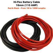 16mm2 110 A Amps Flexible PVC Battery Welding Cable Black Red Car Auto Van Boat