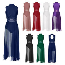 Women's Lyrical Dance Costume Shiny Rhinestone Modern Contemporary Flowy Dress