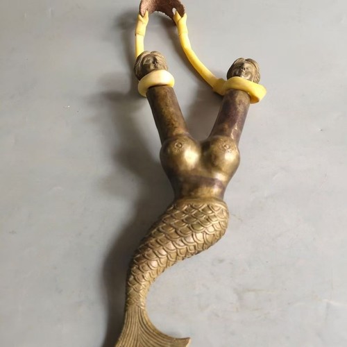 Old chinese brass mermaid - old,