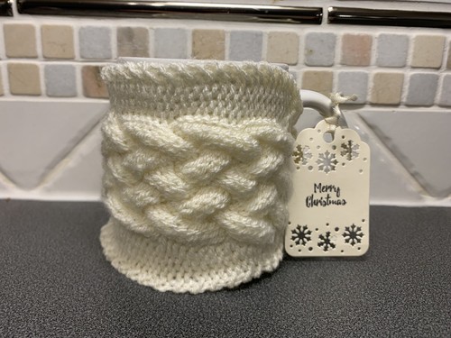 Hand knitted cream - knitted, mug