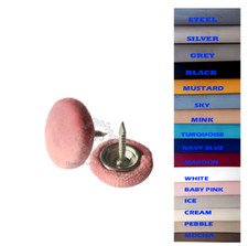 Plush Velvet Upholstery Nail back Buttons 30L 18mm diameter 17mm nail 10 Colours