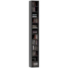 HOMCOM 204 CD Storage Tower, Tall Bookcase Bookshelf with 12 Cubes, Black