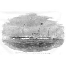 SHIPS The Yacht Meriel and Her Tender the New Quarterly - Antique Print 1855