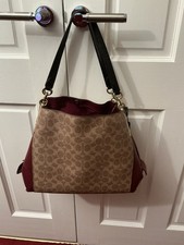 Coach Leather Tote Handbag Brown/Purple Genuine V.good Condition 