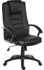 Teknik Leader 6987 Black Bonded Leather Tilting Executive Office Chair VAT Inc