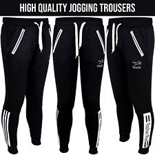 Mens Jogging Bottoms Polyester Cuffed Joggers Slim Fit Sweatpants Boys Trousers