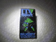RARE OLD ITV SPORT RUGBY UNION FOOTBALL WORLD CUP METAL PRESS PIN BADGE