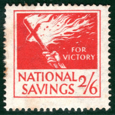 GB KGVI NATIONAL SAVINGS WW2 Revenue 2s/6d (1941) VICTORY Vermillion Mint SBW106