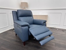 LA Z BOY Bella Power Recliner Armchair Navy Leather Power Headrest