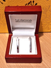 HOT DIAMONDS:  Sterling Silver PINK & CHAMPAGNE DIAMOND EARRINGS original box