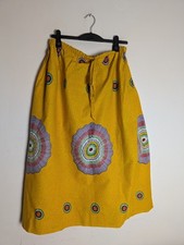 Handmade African Maxi/Midi Folklore Boho Yellow A-line Skirt Xl Waist 38"
