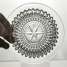 2x Small Victorian Cut Glass Plates Side Tea Decorative Vintage Pressed Glass