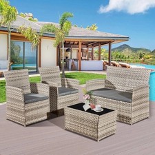 4 Piece Rattan Outdoor