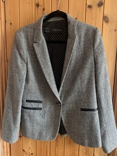 ZARA BLACK/WHITE DOGTOOTH CHECK JACKET EUR L