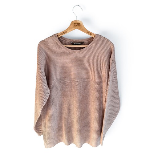 Ladies beige knitted jumper - beige,