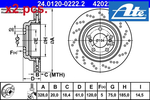 Pcs rear brake disc set - x2,