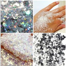 CHUNKY GLITTER MIX HOLOGRAPHIC IRIDESCENT SNOW Craft Pack Large Set UK Art 100g