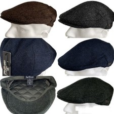 Mens Flat Cap Grey Herringbone